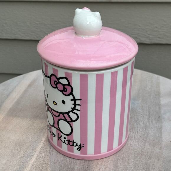 Silver Buffalo Sanrio Hello Kitty Pink Ceramic Cookie Snack Jar Medium 2 Parts - Picture 2 of 8